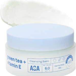 AOA STUDIO Green Tea & Vitamin E Cleansing Balm, Waterproof Makeup Remover, Oil Based Makeup Remover, K beauty Skin Care, Soothing and Brightening for All Skin Types, 3.38 Fl Oz, 100 ml