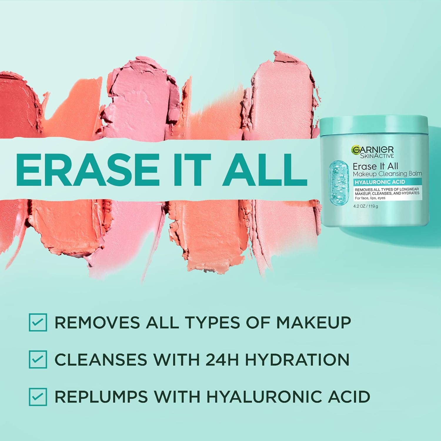 Garnier Erase It All Makeup Cleansing Balm with Hyaluronic Acid, Replumping Facial Cleanser and Makeup Remover, 4.2 Oz - Image 6