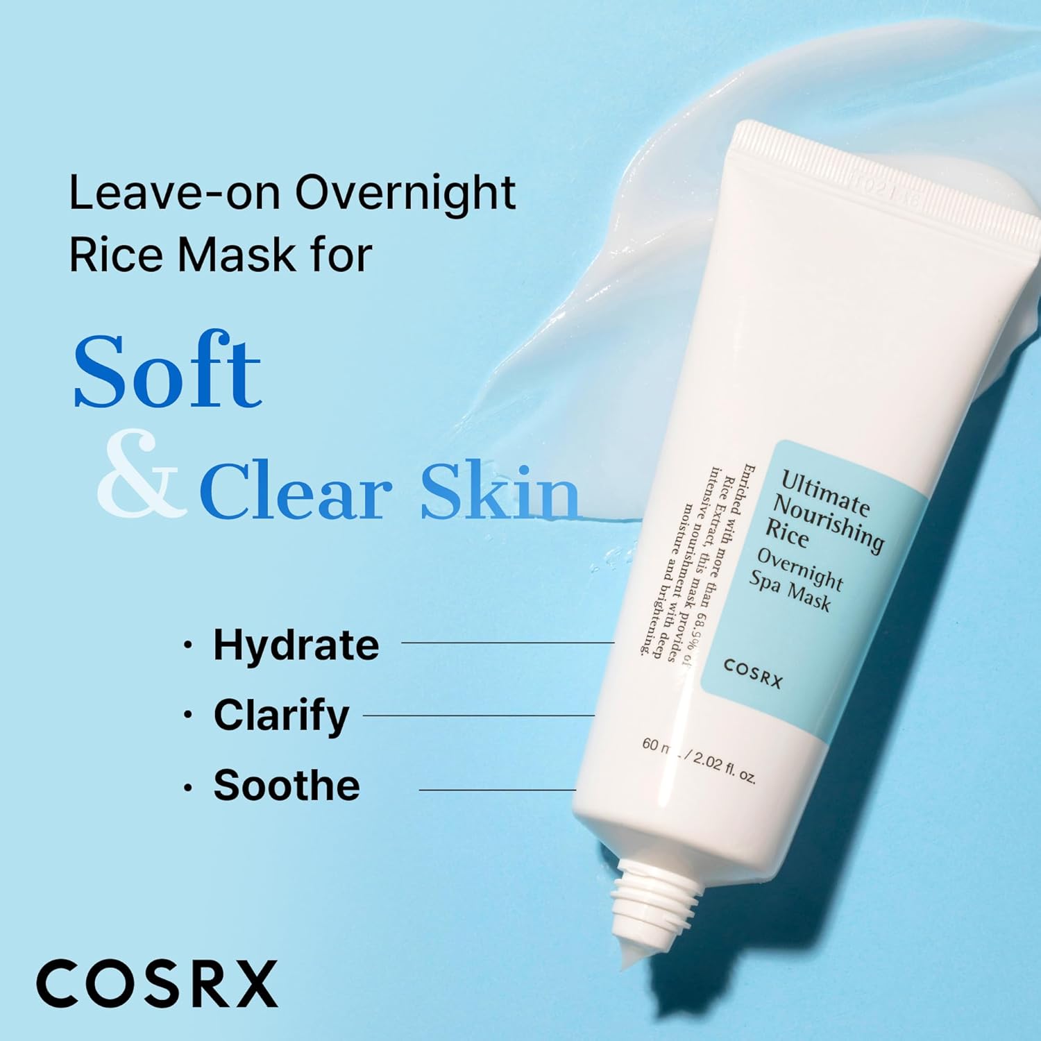 COSRX Ultimate Nourishing Rice Overnight Spa Mask, Niacinamide, 2.02fl.oz | 68% Rice Extract Sleeping Pack, Brightening, Deep Nourishment for Dull, Dry Skin, Glow Boosting, Korean Skin Care - Image 3