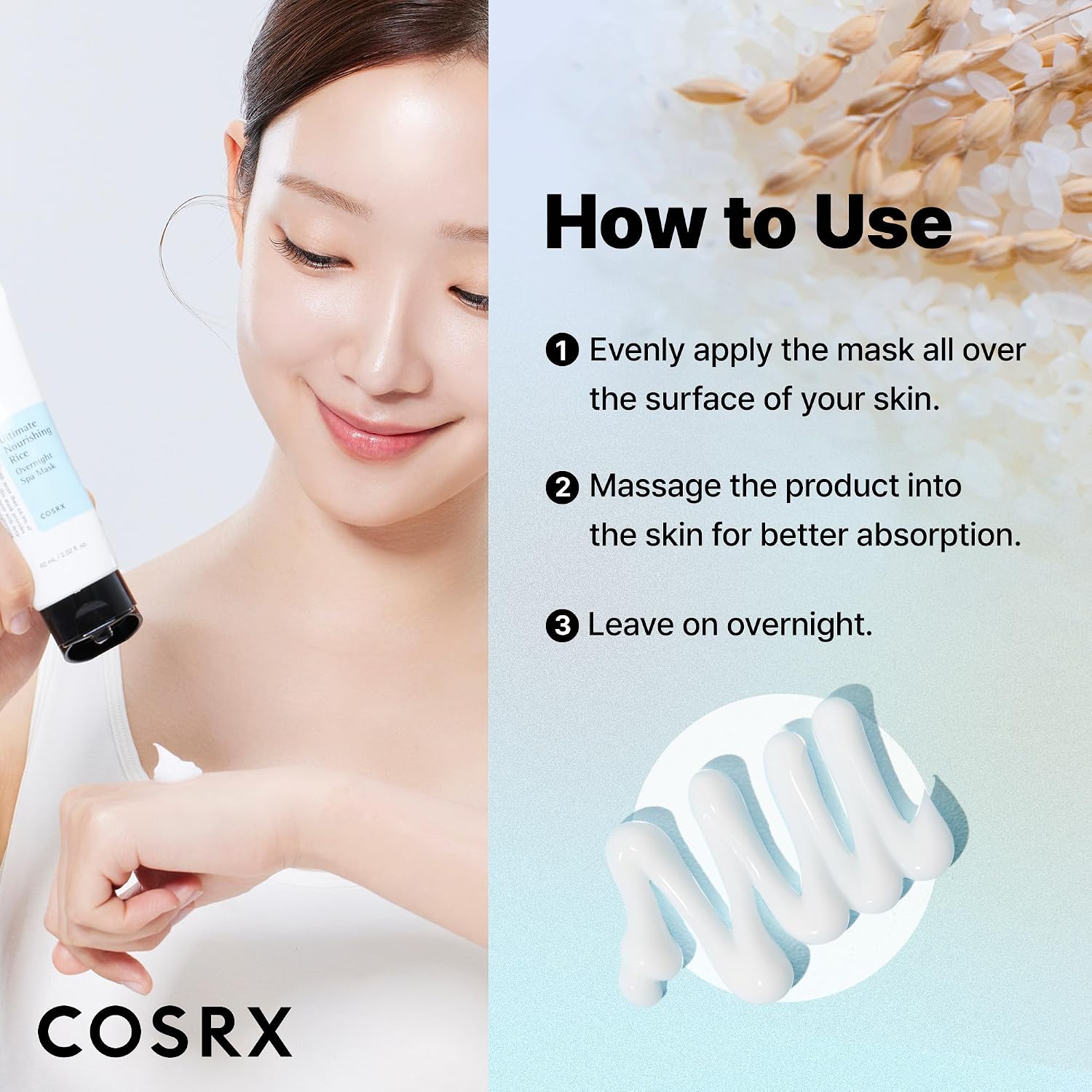 COSRX Ultimate Nourishing Rice Overnight Spa Mask, Niacinamide, 2.02fl.oz | 68% Rice Extract Sleeping Pack, Brightening, Deep Nourishment for Dull, Dry Skin, Glow Boosting, Korean Skin Care - Image 7