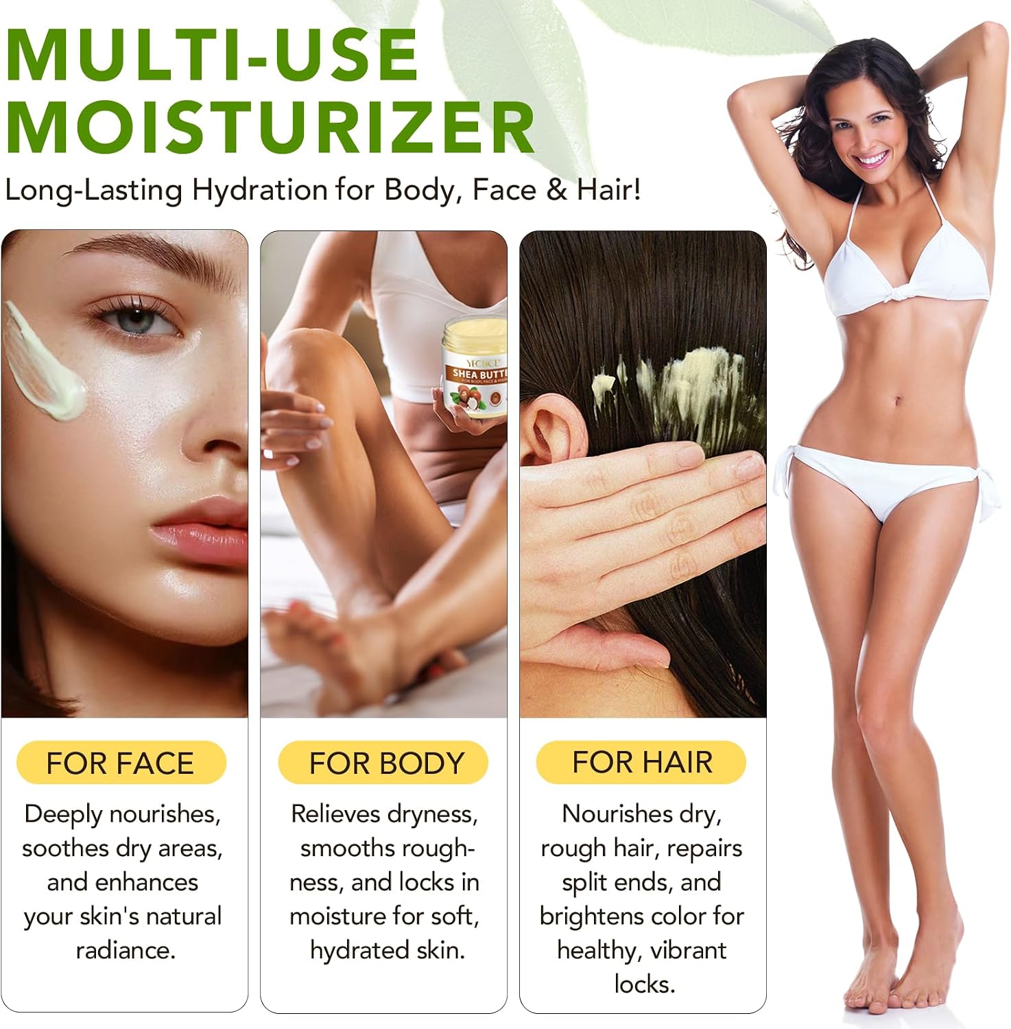Pure Organic Shea Butter Raw, Unrefined Body & Face Butter - 100% Natural Vitamin A, E & F - Long-Lasting Hydration for Dry Skin, Hair Care, 7.8 oz - Image 4